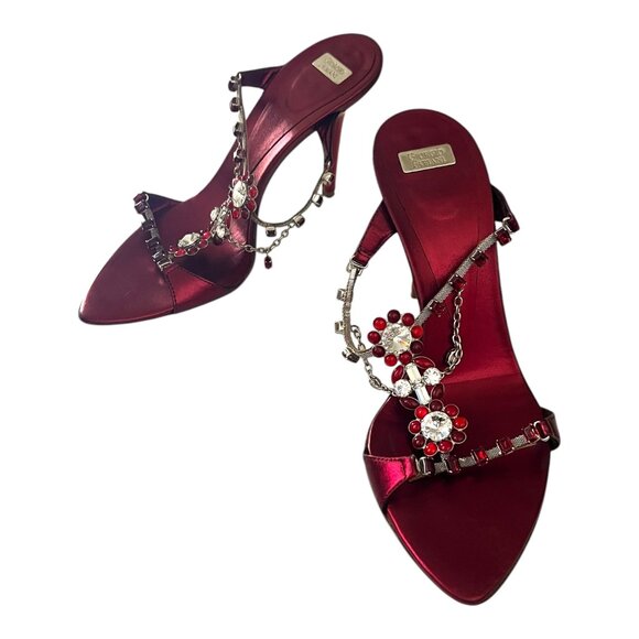 Giorgio Fabiani Red Stiletto heels with Rhinestone Beaded Size 36.5 - Picture 4 of 15